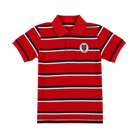 NIS Unisex Polo, Red / Navy & White stripe